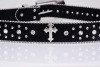 Black Cross Rivet Belt Engraved Buckle Rhinestone Decor PU Belt Hip Hop Jeans Pants Belt Punk Western Cowboy Cowgirl Belts