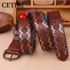 High Quality Top Grain Genuine Cow Leather Rivet Belt Men Retro Pin Buckle Belt Jeans Homme Making-Replica Ancient