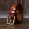 3.3CM 2023 Men's Genuine Leather Belt Luxury Designer Brass Pin Buckle Belts Pure Cowskin Vintage Strap Male Jeans for Man Women