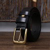 3.3CM 2023 Men's Genuine Leather Belt Luxury Designer Brass Pin Buckle Belts Pure Cowskin Vintage Strap Male Jeans for Man Women