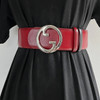 European Style Letter Buckle Belt Women's Decorative Coat Wide Dress Belt Waistband Closure Suit Elastic Corset Belt Waist Belt