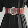 European Style Letter Buckle Belt Women's Decorative Coat Wide Dress Belt Waistband Closure Suit Elastic Corset Belt Waist Belt