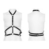 PUNK RAVE Women's Punk PU Leather Halter Neck Sexy Harness Simple Personalized Rivets Accessories Belts for Women