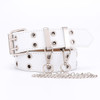 Women Double Ring Belts Double Hole Eyelet Grommet Leather Buckle Punk Pin Belt Leisure Dress Jeans Gothic Waistband