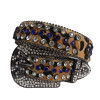 Fur Leopard Punk Men Women Unisex Western Rhinestone Belt Studded Sparkly Leather Belt