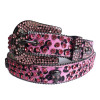 Fur Leopard Punk Men Women Unisex Western Rhinestone Belt Studded Sparkly Leather Belt
