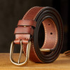 Handmade Genuine Leather Thickened Belt For Men Top Layer Cowhide Retro Pure Cooper Pin Buckle Strap Vintage Cow skin Jeans Belt