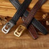 Handmade African Wile OX Leather Jeans Belt For Men Retro Genuine Leather Stainless Steel Pin Buckle Strap Vintage Cowhide Belt