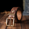 Original Handmade Genuine Leather Belt For Teenager Vintage Cowhide Pure Copper Pin Buckle Strap Men Retro Cow skin Jeans Belt