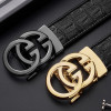 New Business G-shaped Button Smooth Buckle Cowhide Belt Belt Belt Belt Fashion Trend Classic Casual High Quality Belt
