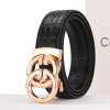 New Business G-shaped Button Smooth Buckle Cowhide Belt Belt Belt Belt Fashion Trend Classic Casual High Quality Belt