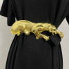 Women's Runway Fashion Gold Animal Buckle Elastic Cummerbunds Female Dress Corsets Waistband Belts Decoration Wide Belt TB2866