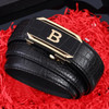 Men Leather Belt Crocodile Pattern Automatic Buckle Fashionable Versatile Waist Belt Middle-aged Casual Business 120cm