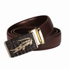 Waist Art Leather Belt for Men Alloy Automatic Buckle Black High Quality Men's Belts Gift 3.5cm Width 140cm