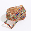 Fashion Waist 8 Rows Gold Plated with Colorful Rhinestones Decor Women`s Chain Belts