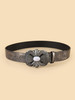 Fashion White Turquoise Decor Textured Buckle Embossed Strap Women`s Belt