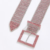 Fashion Waistband 8 Rows Pink Rhinestones Decor Women`s Chain Belts