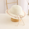 New Child Summer Sun Hat Bucket Cap Simple Beige Lace Bowknot Ribbon Flat top Straw Hat Beach Outing Caps Panama