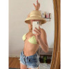 Fashion Women Wide Brim Raffia Hat Women Vacation Beach Hats Flat Top Straw Hat Summer Sun Hat Ladies UV Bucket Hat Wholesale