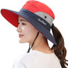 Women's Ponytail Sun Hat UV Protection Adjustable Foldable Mesh Wide Brim Colorblock Fishing Hat 1PCS