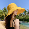 Summer Wide Brim Sun Hat Women's Foldable Travel Packable Bucket Hat Japanese UV Sunscreen Cotton Linen Beach Hat Fisherman Hat