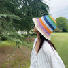 New Popular Summer Beach Bucket Hat Cap For Women Crochet Straw Rainbow Spring Fish Hat Outdoor Female Lady Gift Wholesales