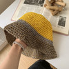 Knitted Mix-color Bucket Hats For Women Spring Summer Travel Sunshade Hat Female Crochet Fishermen Hats Outdoor Basin Cap Gorros