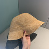 Handmade Ladies Crochet Natural Raffia Straw Bucket Hat For Spring Summer Beach Floppy fisherman Caps