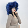 Fur Bucket hat Blue green faux fur straw hat Raccoon fur thickened autumn and winter personalized cool carnival hat
