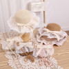 Baby Girls Straw Hat And Shoulder Bag Set Summer Fashion Beach Bucket Cap Parent-Child Wide Brim Lace Holiday Beach Sun Hats