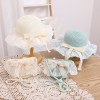 Baby Girls Straw Hat And Shoulder Bag Set Summer Fashion Beach Bucket Cap Parent-Child Wide Brim Lace Holiday Beach Sun Hats