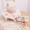 Baby Girls Straw Hat And Shoulder Bag Set Summer Fashion Beach Bucket Cap Parent-Child Wide Brim Lace Holiday Beach Sun Hats