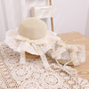 Baby Girls Straw Hat And Shoulder Bag Set Summer Fashion Beach Bucket Cap Parent-Child Wide Brim Lace Holiday Beach Sun Hats