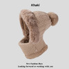 CHRLCK Winter New Twist Striped Knitted Hat Scarf Unisex Velvet One-piece Warm Beanies Women Ear Neck Protection Wool Caps