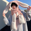 Hat Scarf Gloves all-in-one three-piece Winter Sweet Cute Rabbit Ears Plush Scarf Hat Outdoor Warm Cap Free Shipping