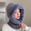 Winter Hats for Women Outdoor Warm Cashmere Knitted Mask Scarf One Piece Hat New 3-in-1 Plush Beanies Elastic Hat Thickened