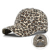 Women Leopard Print Hats Vintage Washed Cotton Baseball Cap Korean Hip Hop Ponytail Messy Buns Outdoor Sport Hats Accessories