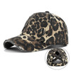 Women Leopard Print Hats Vintage Washed Cotton Baseball Cap Korean Hip Hop Ponytail Messy Buns Outdoor Sport Hats Accessories