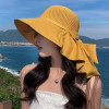 Summer Women Bucket Hat with Shawl Breathable Beach Sun Cap Large Bowknot Ladies Wide Brim Face Neck Protection Visor Hat