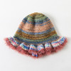 Winter Woolen Cap Rainbow Striped Warm Knitted Hat For Women Ruffle Warm Ski Caps Fashion Elastic Fisherman Hats