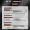 Turwho 8 Inch Japanese Chef Knife 7 Layer 440c Damascus Steel Kitchen
