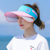 Big Brim Men Sun Hat Retractable Sun Visor Empty Top Cap Fashion Stripes Magic Tape Adjustable Outdoor Sport Hiking Fishing Hat