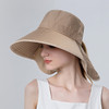 Women Snap Fastener Big Brim Hat Protection Visors Bucket Hat Sunscreen Fisherman Hats Outdoors Fishing Cap Ponytail Sun Hat