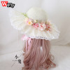 Harajuku Women Girls Summer Wide eaves Straw Hats Beach Sun Hat Sweet Lolita Lace Flower Straw Hat ladies sunhat Handmade Harajuku Women Girls Summer Wide eaves Straw Hats Beach Sun Hat Sweet Lolita Lace Flower Straw Hat ladies sunhat Handmade