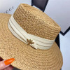 Summer Flat Top Straw Hat Little Bee Accessories Outdoor Sunshade French English Top Hat Sunscreen Beach Big Edge Straw Hat