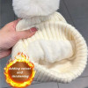 2023 Korean Thicken Knitted Beanies Hat Female Plush Winter Fleece-lined Warm Hats for Women Girl's Outdoor Woolen Thermal Cap