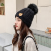 Winter Thick Warm Fleece Lined Knit Hat For Women Lady Soft Big Pompom Solid Color Beanie Skullies Outdoor Ski Skate Bonnet Cap
