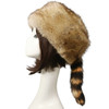 Plush Russian Style Flat Top Hat Winter Mongolian Hat Thicken Plush Raccoon Tail Hat for Adult Teens Keep Warm Hat Wholesale