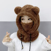 Winter Cute Cartoon Plush Bear Ears Children's Hat Balaclava Warm Hooded Hat Ear Protection Cap Windproof Thick Warm Neck Cover