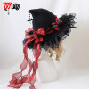 Harajuku Women’s Girls Gothic Handmade Bowknot Fleece Lace Children AdultsHalloween Witch Hat Lolita princess Ladies sun hat Harajuku Women’s Girls Gothic Handmade Bowknot Fleece Lace Children AdultsHalloween Witch Hat Lolita princess Ladies sun hat
